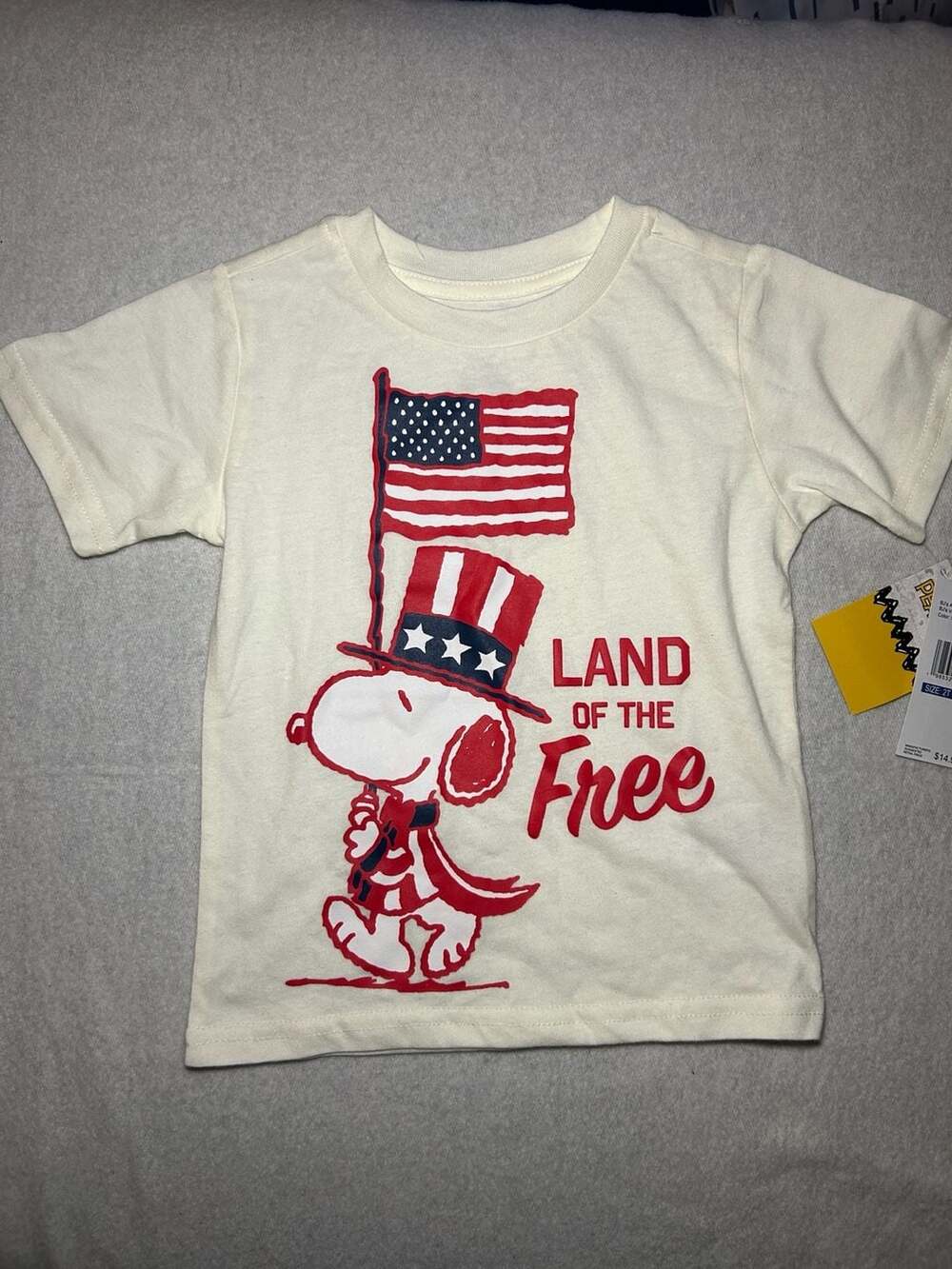 Peanuts Snoopy Land of the Free Short Sleeve Graphic T-Shirt - Cream - 2T